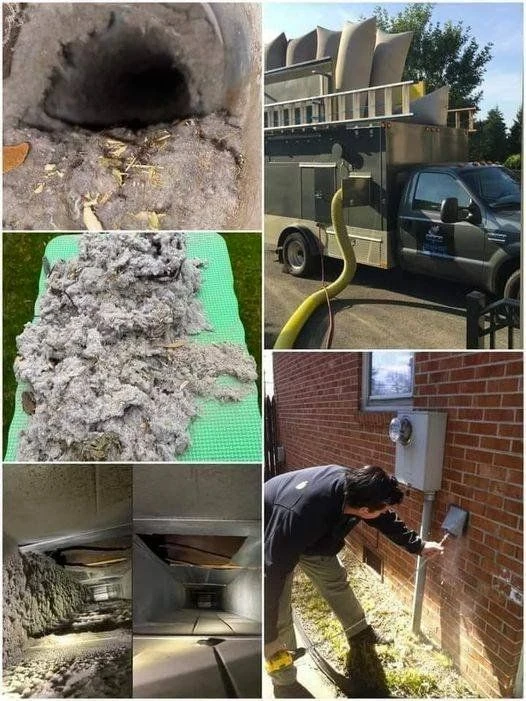 Duct cleaning equipment, access, and surface examples — supplied reference photograph