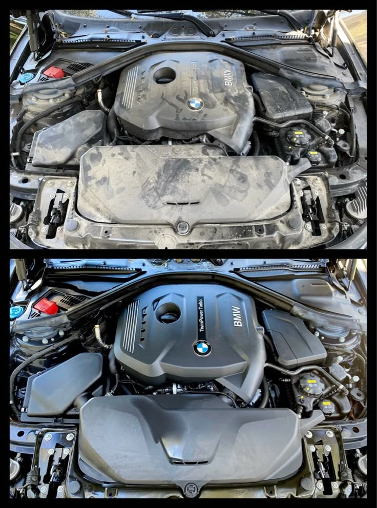 Engine bay surface cleaning — supplied reference photograph