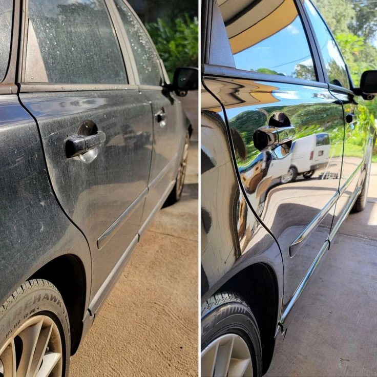 Exterior finish comparison after cleaning