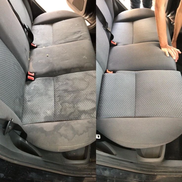 Seat fabric cleaning detail — supplied reference photograph